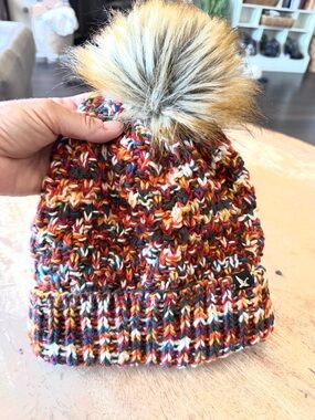 Eddie Bauer multicolor lined pom beanie